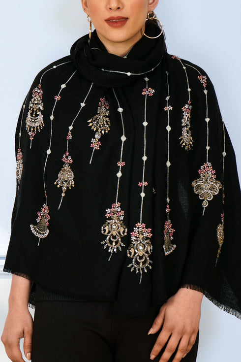 Jeweled Affair Fine Merino Wool Stole